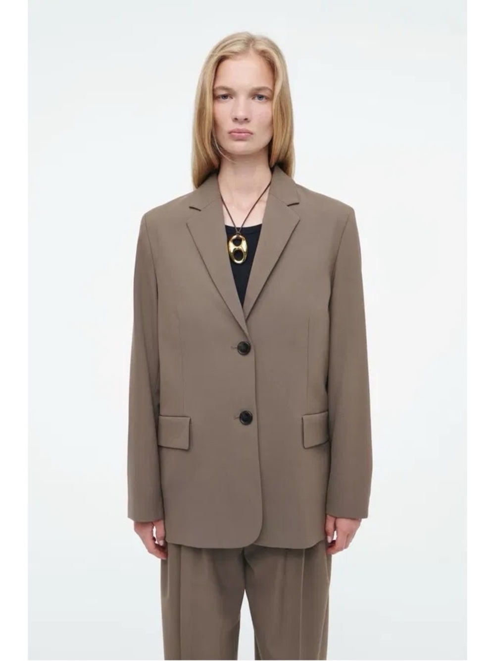 COS Single-Breasted Wool Blend Blazer in Brown Size 10 NWT
